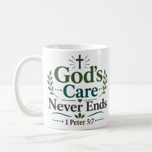 Caneca De Café Citação de Oração Cristã O Cuidado de Deus Nunca T