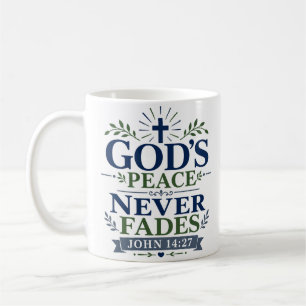 Caneca De Café Citação de Oração Matinal - A Paz de Deus Nunca De