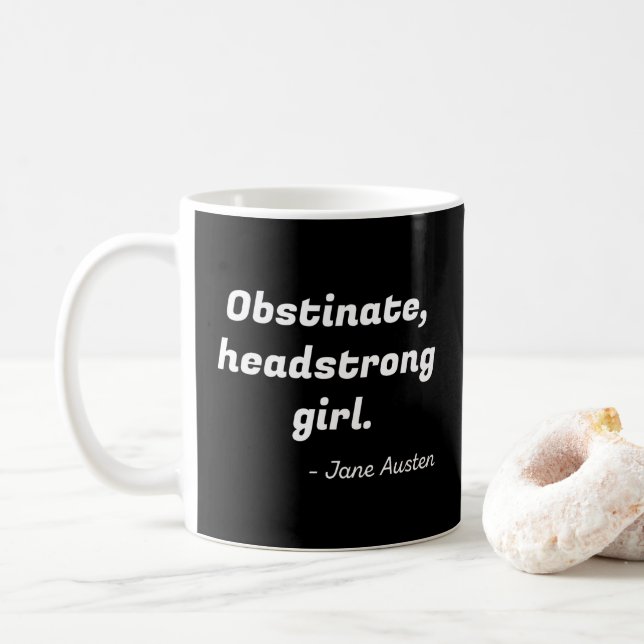 Caneca De Café Citação de Orgulho e Preconceito II (Com Donut)