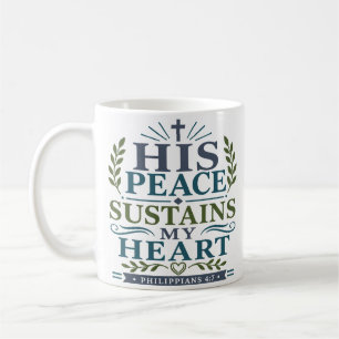 Caneca De Café Citação de Paz: Sua Paz Sustenta Meu Coração