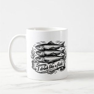 Caneca De Café Citação de Peixe Sardinha Fofa