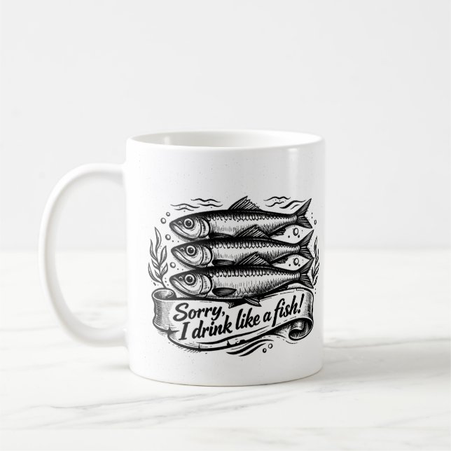 Caneca De Café Citação de Peixe Sardinha Fofa (Esquerda)