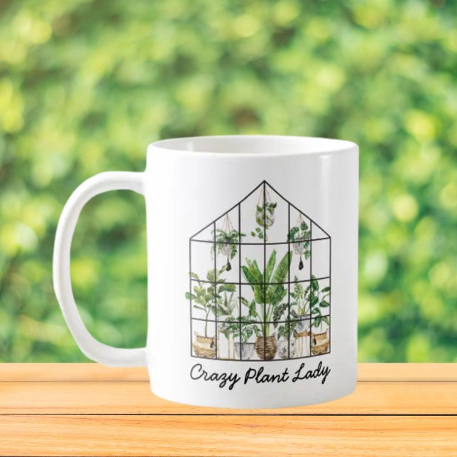 Caneca De Café Citação de Planta de Casa Verde Aquarela  (In situ on table outdoor)