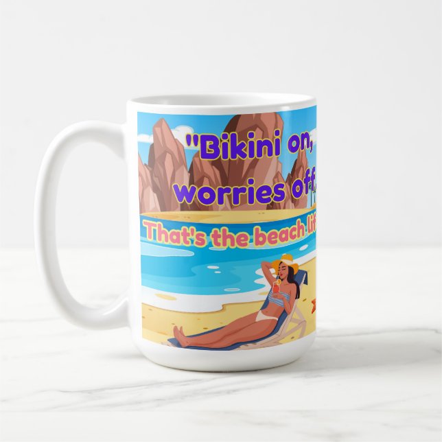 Caneca De Café citação de praia (Esquerda)