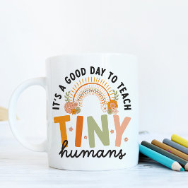 Caneca De Café Citação de Professora de Pré-Escola Retro Boho