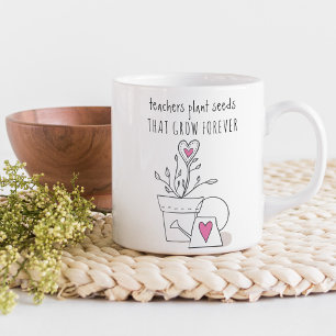 Caneca De Café Citação de Professores Plantam Sementes Doodle Per