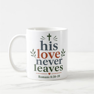 Caneca De Café Citação de Promessa das Escrituras Seu Amor Nunca 