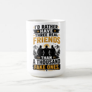 Caneca De Café Citação de Três Amigos Reais Amizade Verdadeira