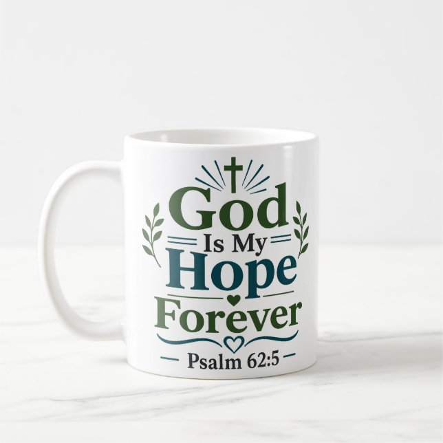 Caneca De Café Citação Devocional Cristã Deus É Minha Esperança P (Esquerda)