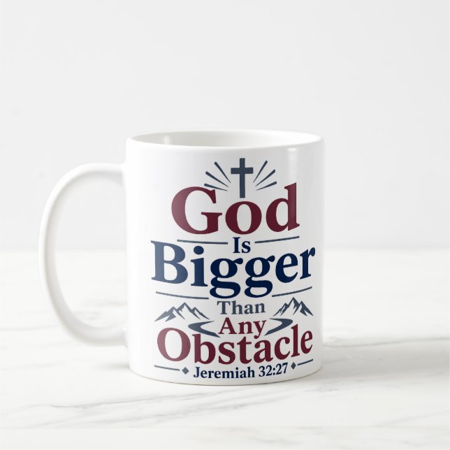 Caneca De Café Citação Devocional Deus É Maior Que Qualquer Obstá (Esquerda)