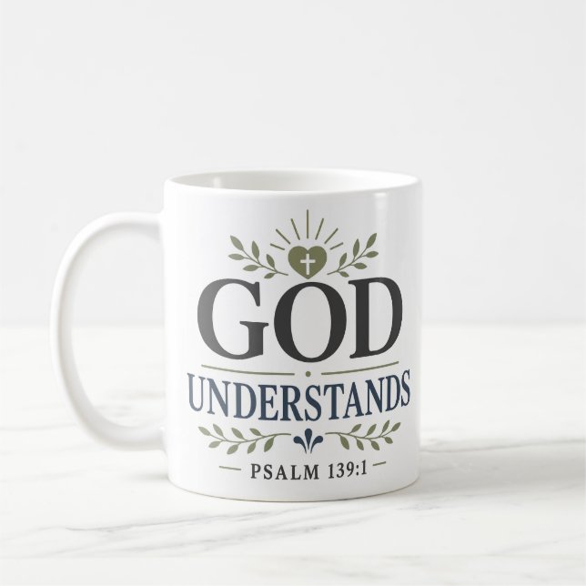 Caneca De Café Citação Devocional Espiritual Deus Entende (Esquerda)