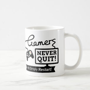 Caneca De Café Citação Divertida para Jogadores que Nunca Desiste