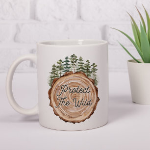 Caneca De Café Citação do Dia da Terra Disco de Madeira Pinheiros