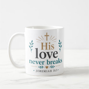 Caneca De Café Citação do Versículo Bíblico Seu Amor Nunca Se Que