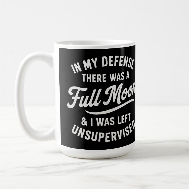 Caneca De Café Citação engraçada da Lua Cheia e Bruxa sem Supervi (Esquerda)