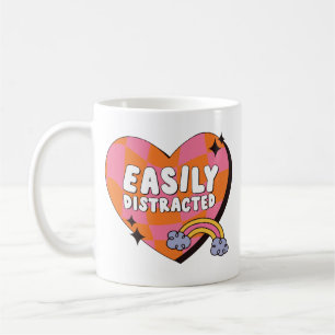 Caneca De Café Citação engraçada de ADHD facilmente distraído