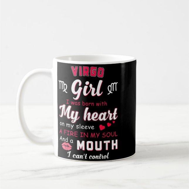 Caneca De Café Citação engraçada de garota de Virgem com aniversá (Esquerda)