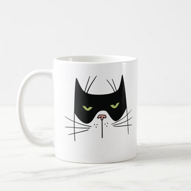 Caneca de Café Citação Engraçada de Gato Bom Dia A (Esquerda)