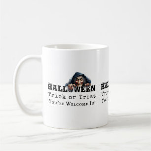 Caneca De Café Citação engraçada de Halloween da bruxa 'doce ou t