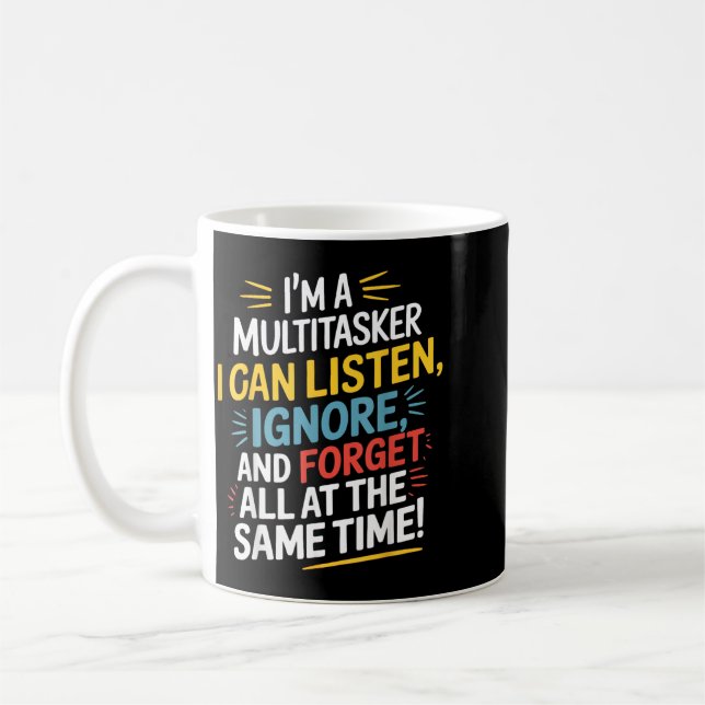 Caneca De Café Citação Engraçada Ditado Humorístico Multitarefa (Esquerda)
