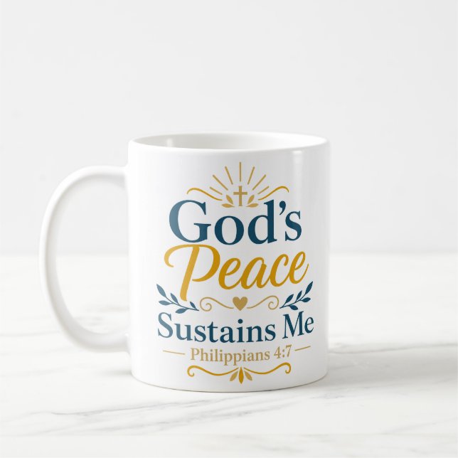 Caneca De Café Citação Espiritual A Paz de Deus Me Sustenta (Esquerda)