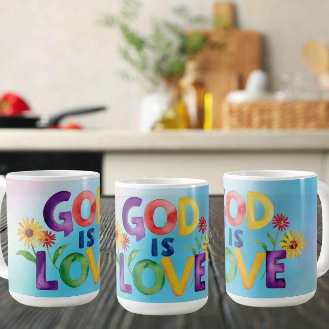 Caneca De Café Citação espiritual Deus é amor Design moderno colo (Criador carregado)