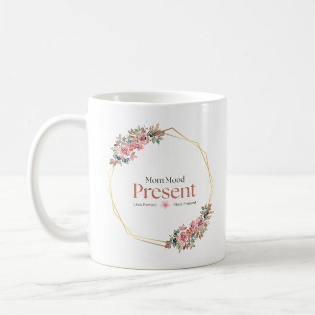 Caneca De Café Citação Floral de Presente de Mãe (Esquerda)