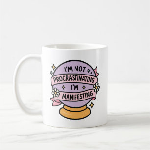 Caneca De Café Citação Fofa de Bola de Cristal Não Estou Procrast