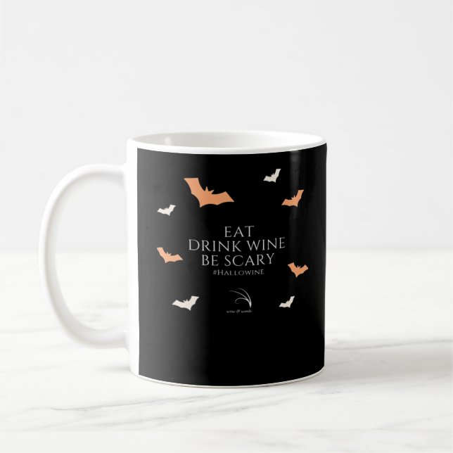 Caneca De Café Citação Hallowine Halloween Comer Beber (Esquerda)