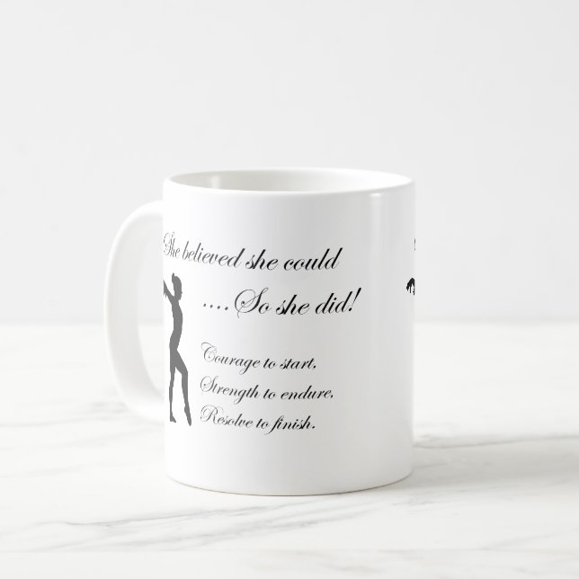 Caneca De Café Citação Inspiracional de Ginástica (Frente Esquerda)