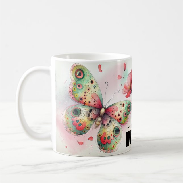 Caneca De Café Citação Inspiradora de Borboleta (Esquerda)