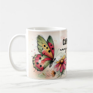 Caneca De Café Citação Inspiradora de Borboleta