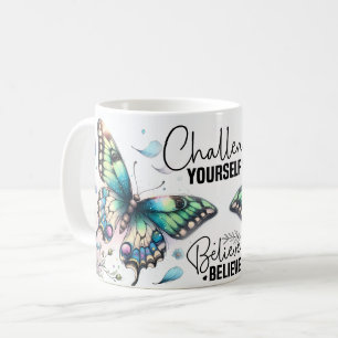 Caneca De Café Citação Inspiradora de Borboleta