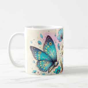 Caneca De Café Citação Inspiradora de Borboleta
