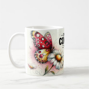 Caneca De Café Citação Inspiradora de Borboleta