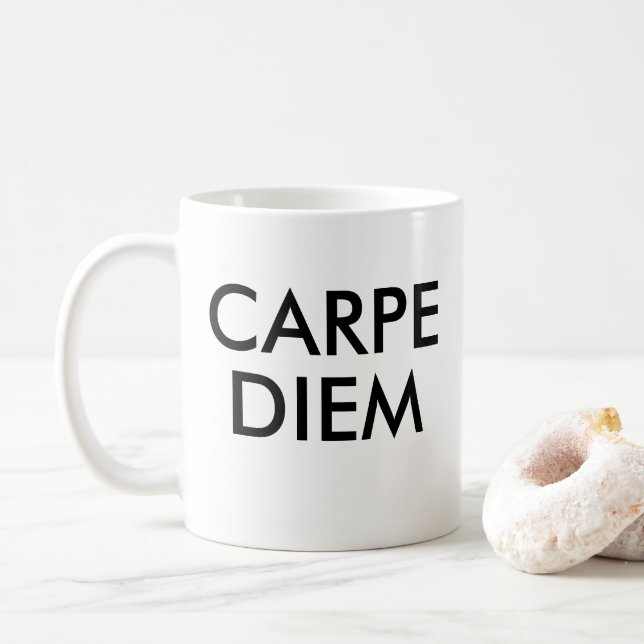 Caneca De Café Citação latina Carpe Diem (Com Donut)