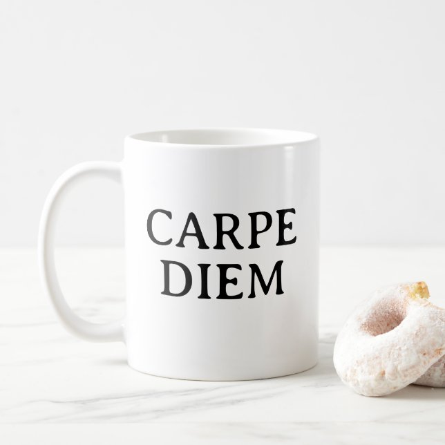 Caneca De Café Citação latina Carpe Diem (Com Donut)
