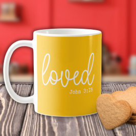 Caneca De Café Citação minimalista de amor amarelo fé