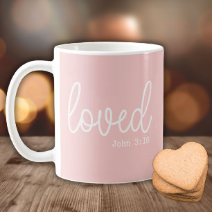 Caneca De Café Citação minimalista de amor cor de rosa