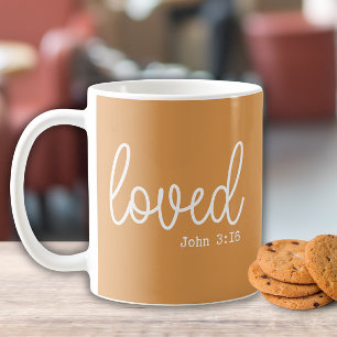Caneca De Café Citação minimalista de amor mostarda fé