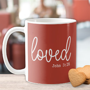Caneca De Café Citação minimalista de fé de amor rústico