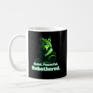 Caneca De Café Citação Minimalista de Lobo Poderoso e Tranquilo