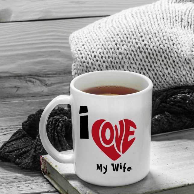 Caneca De Café Citação Moderna de Eu Amo Coração Vermelho (Criador carregado)