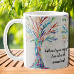 Caneca De Café Citação Motivacional<br><div class="desc">Esta caneca de café decorativa apresenta um mosaico em cores do arco-íris e uma citação inspiradora. "Quando abro os olhos,  vejo cores à minha volta!" Porque nós criamos nosso próprio trabalho de arte você não encontrará essa imagem exata de outros designers. Mosaico original © Michele Davies.</div>