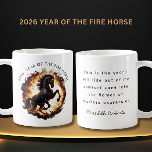 Caneca De Café Citação Motivacional Ano do Cavalo de Fogo 2026