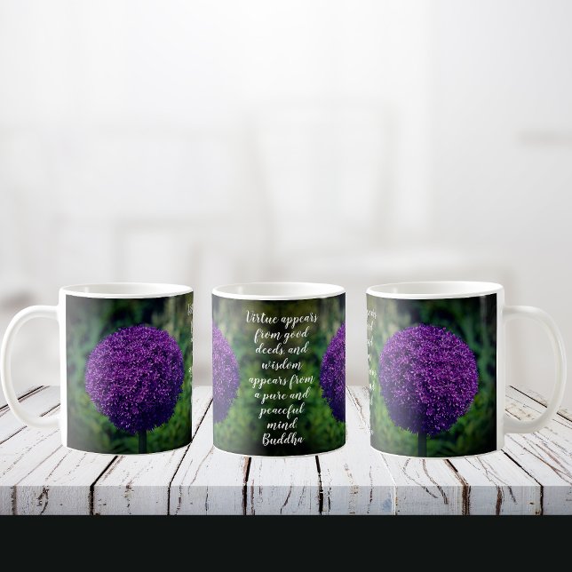 Caneca De Café Citação Motivacional da Flor de Allium Puro Perfei (Criador carregado)