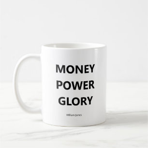 Caneca De Café Citação Motivacional de Negócios Preto e Branco