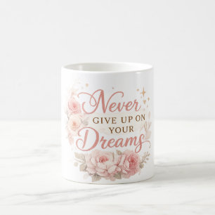 Caneca De Café Citação Motivacional Floral