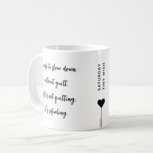 Caneca De Café Citação Motivacional Personalizada de Sábado (Frente Esquerda)
