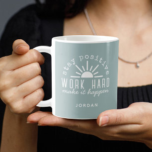 Caneca De Café Citação Motivacional Positiva com Qualquer Nome